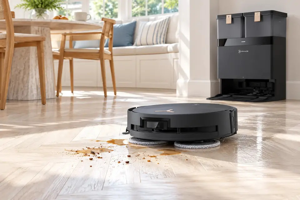 The Ecovacs Deebot X8 Pro Omni at work: mopping