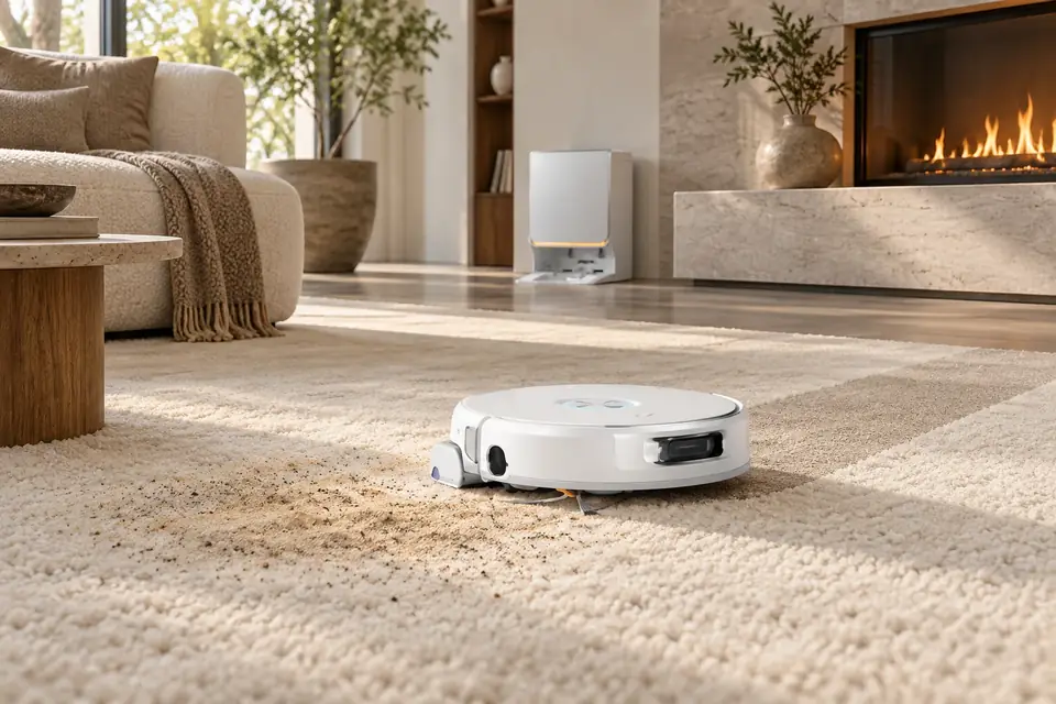 The Narwal Freo Z Ultra at work: carpet